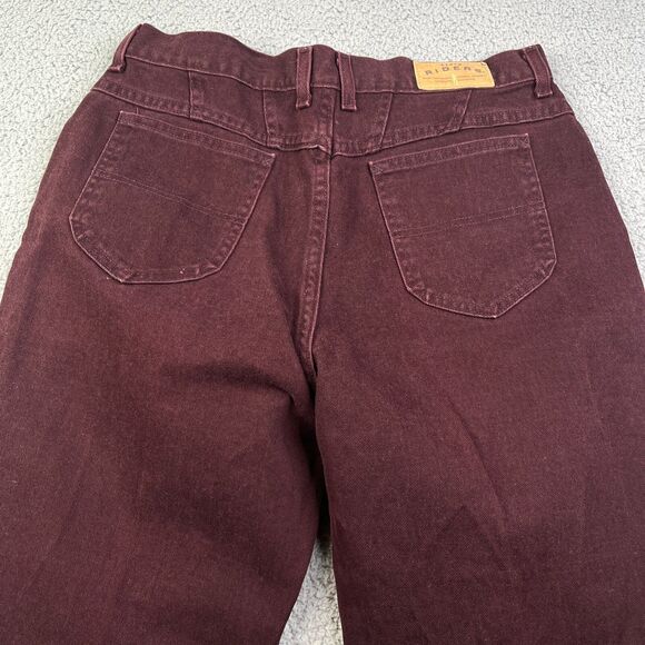 VINTAGE  Riders Jeans Women 18P Burgundy Tapered High Rise Denim Mom USA 31 x 28 - Picture 8 of 16